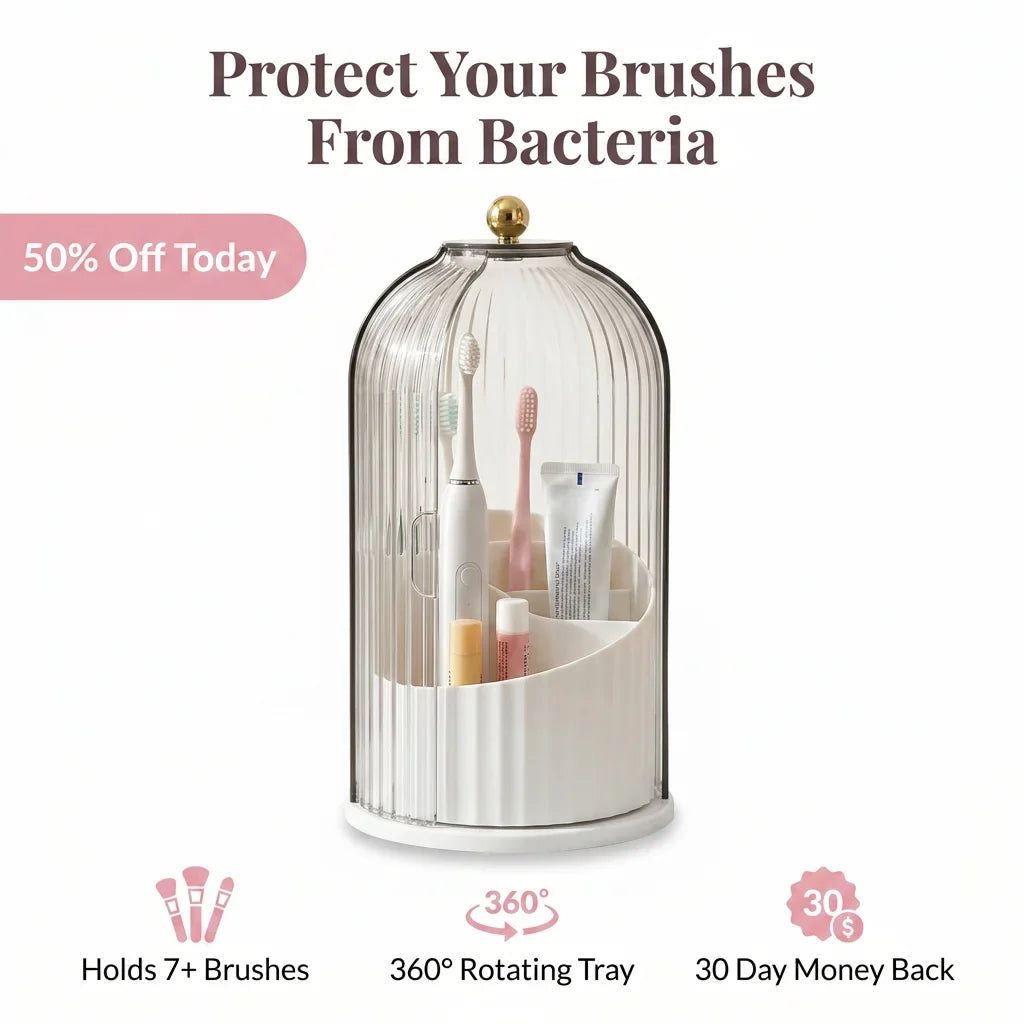 Covered vanity organiser for neat bathroom storage