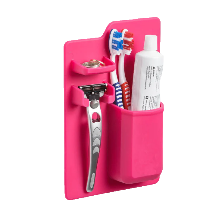 Multi-functional silicone toothbrush holder for tidy bathroom storage