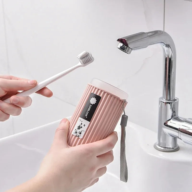 Ventilated travel toothbrush case measuring 20.5 cm, shown closed