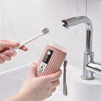 Ventilated travel toothbrush case measuring 20.5 cm, shown closed