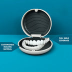 Soft toothbrush shown at an angle with its comfortable handle