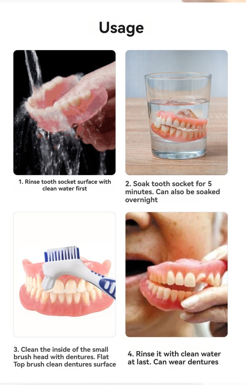 Soft-bristle toothbrush for gentle denture cleaning