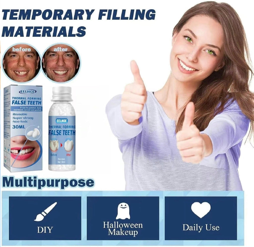 Mouldable tooth repair resin in product packaging