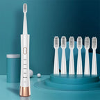 Electric toothbrush product view with brush head attached