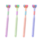 360-degree toothbrush showing its three-sided bristle design
