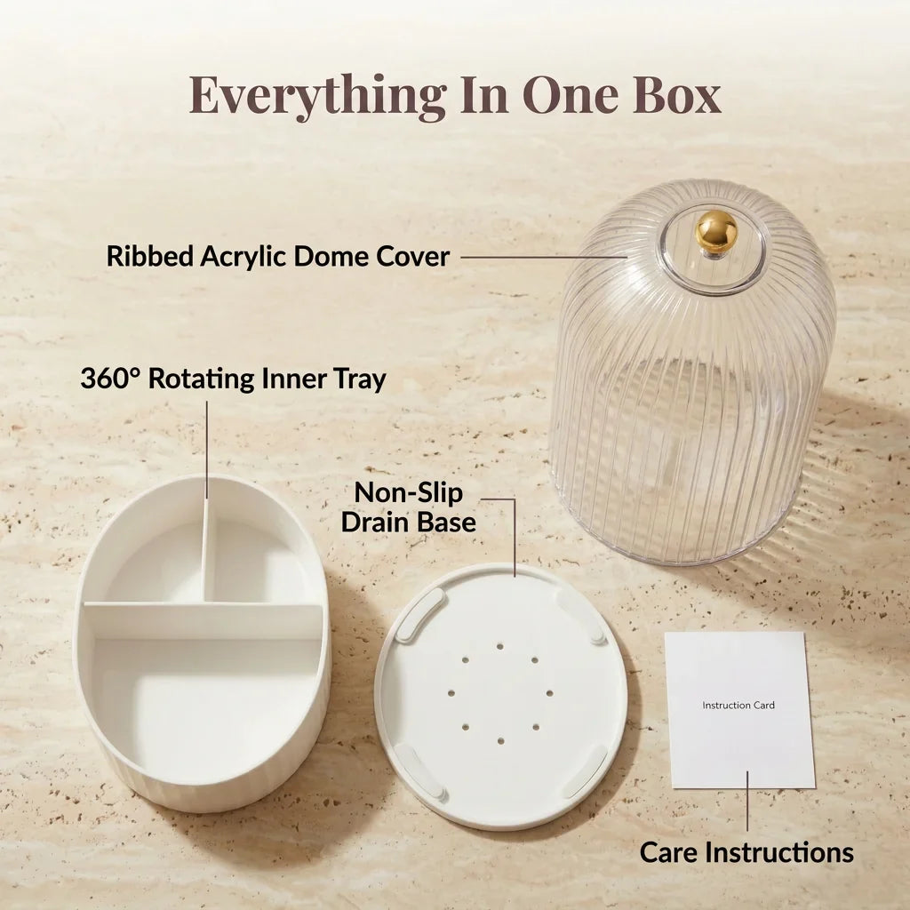 Bathroom organiser with lid closed for tidy storage