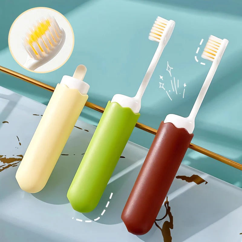 Foldable Travel Toothbrush With Ventilated Case