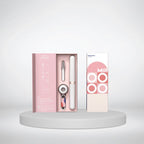 Rechargeable toothbrush displayed at an angle with its brush head