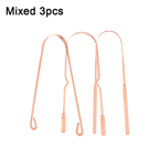 Copper tongue scraper shown in profile to highlight its curved shape