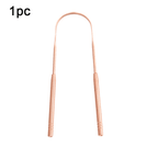 Copper tongue scraper presented as a bathroom oral care essential