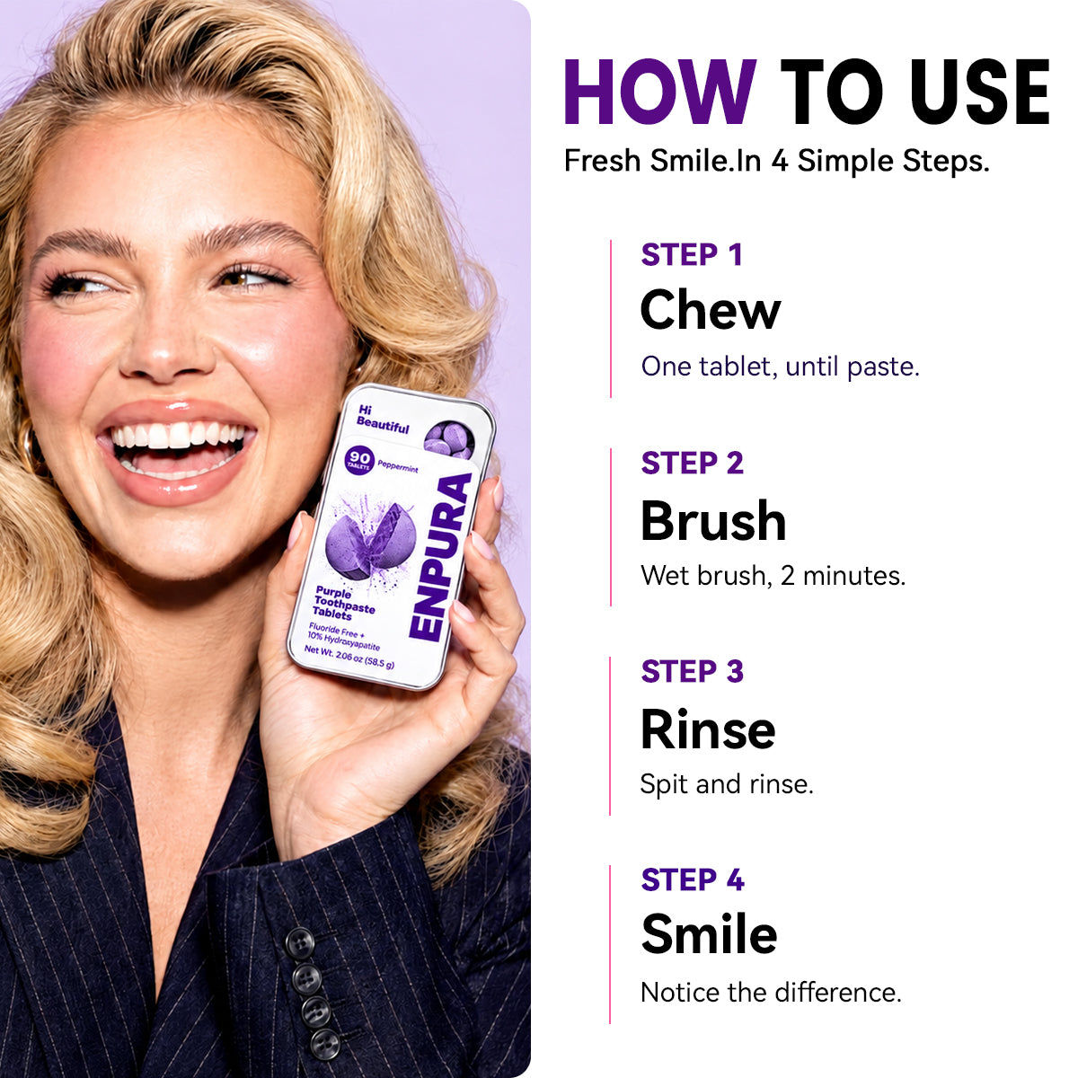 Pack of hydroxyapatite toothpaste tablets for oral care