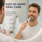 Ultrasonic dental cleaner angled to show its precision cleaning tip