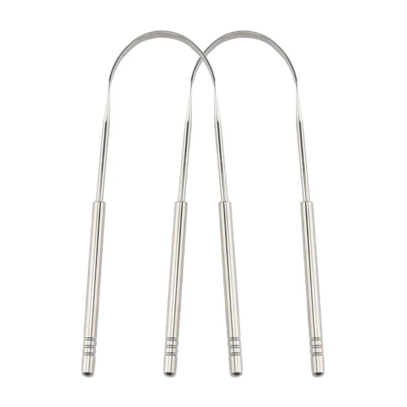 Reusable stainless steel tongue cleaner for a fresh breath routine