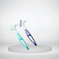 Denture toothbrush with soft bristles designed for travel
