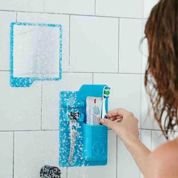 Bathroom counter organiser for toothbrushes and toothpaste