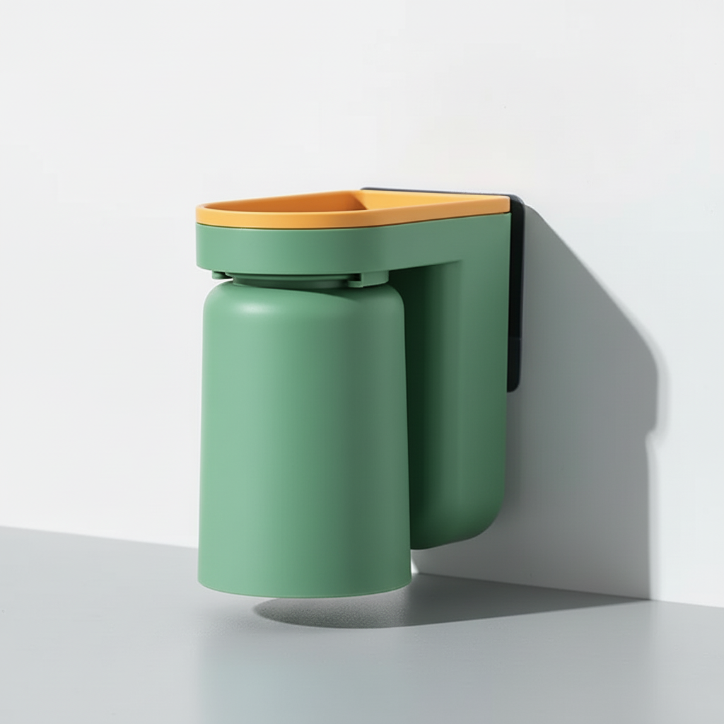 Wall-mounted toothbrush holder with cup for everyday bathroom use