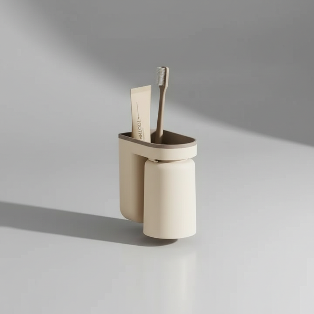 Bathroom toothbrush holder with a removable rinsing cup