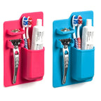 Self-draining silicone toothbrush holder for a cleaner bathroom