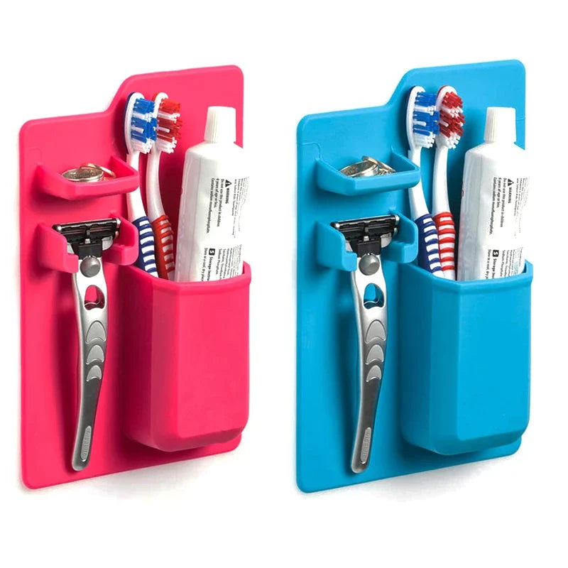 Self-draining silicone toothbrush holder for a cleaner bathroom