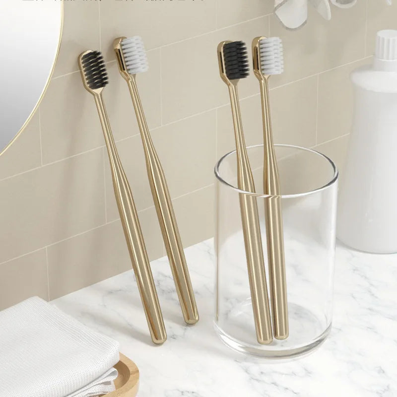 Soft-bristle toothbrush shown ready for an everyday brushing routine