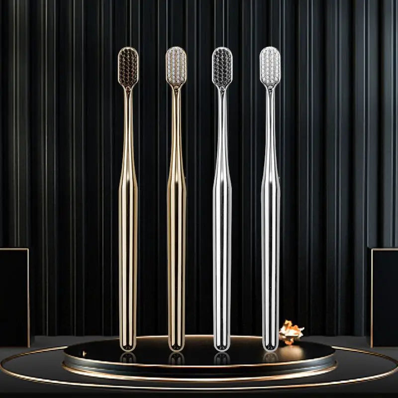 Close-up of the toothbrush's soft bristles for gentle cleaning
