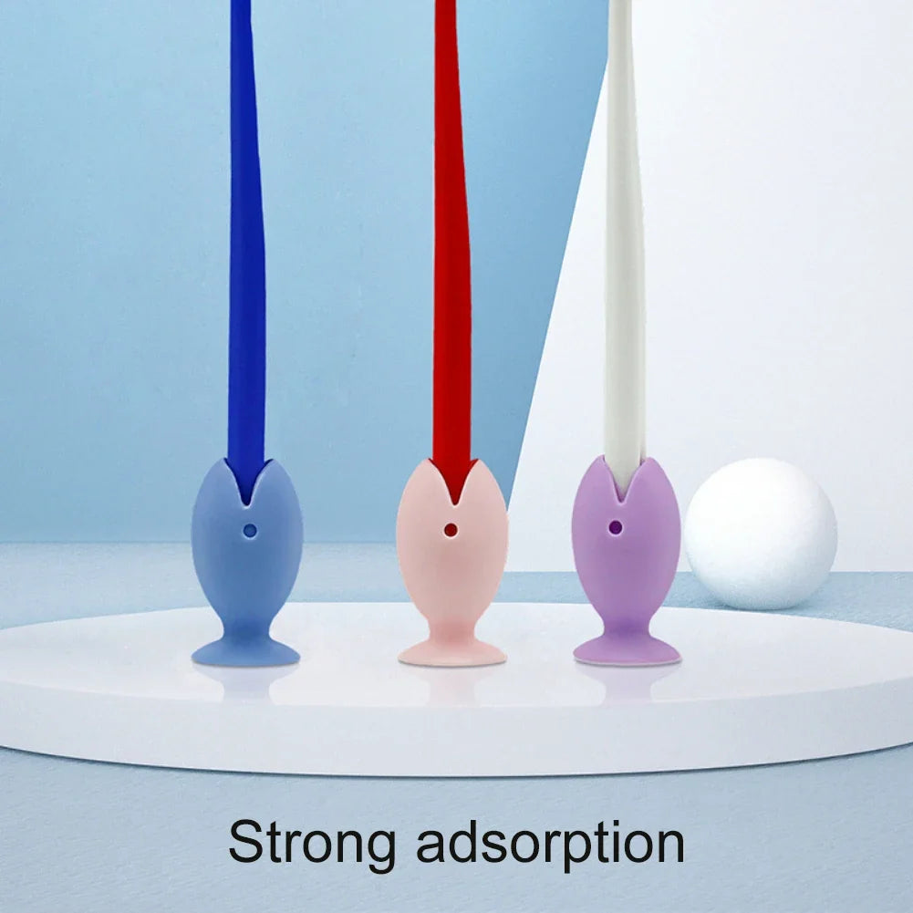 Ventilated fish-shaped toothbrush protector viewed from the front