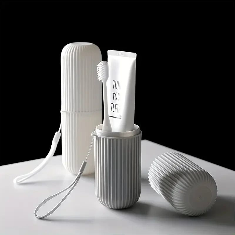 Compact oral care organiser for toothbrush and tongue scraper storage