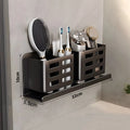 No-Drill Wall Mounted Bathroom Shelf With Toothbrush Holder