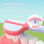 Soft 3-way toothbrush designed to clean teeth gently from multiple angles