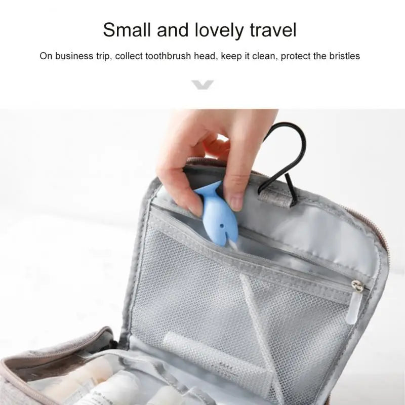 Toothbrush stored inside a ventilated fish-shaped holder