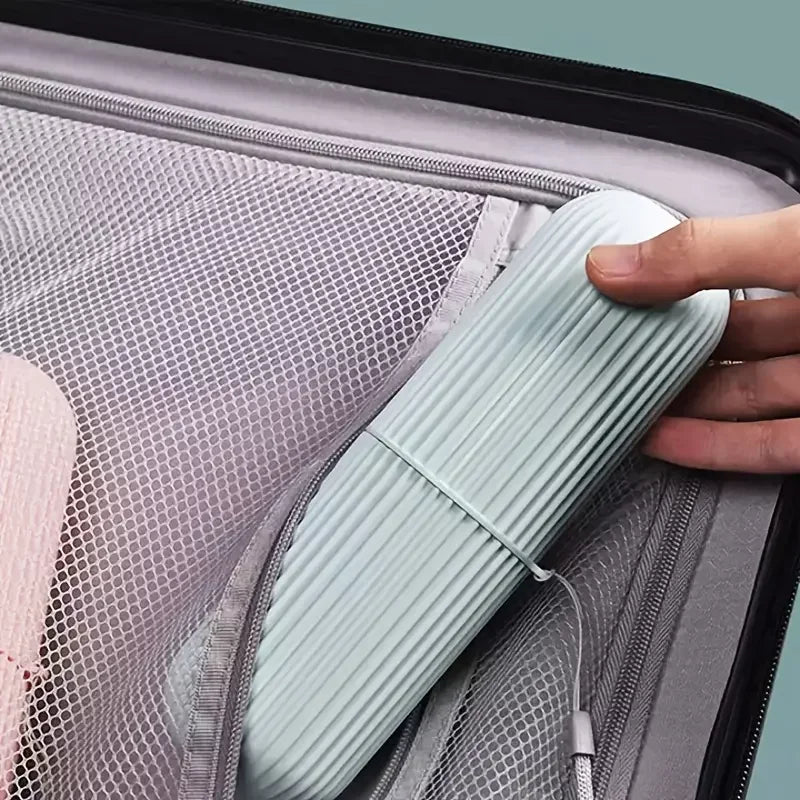 Toothbrush case closed for clean and convenient travel storage