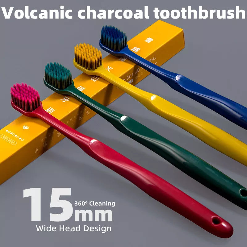 Close-up of the toothbrush head showing dense ultra-fine bristles