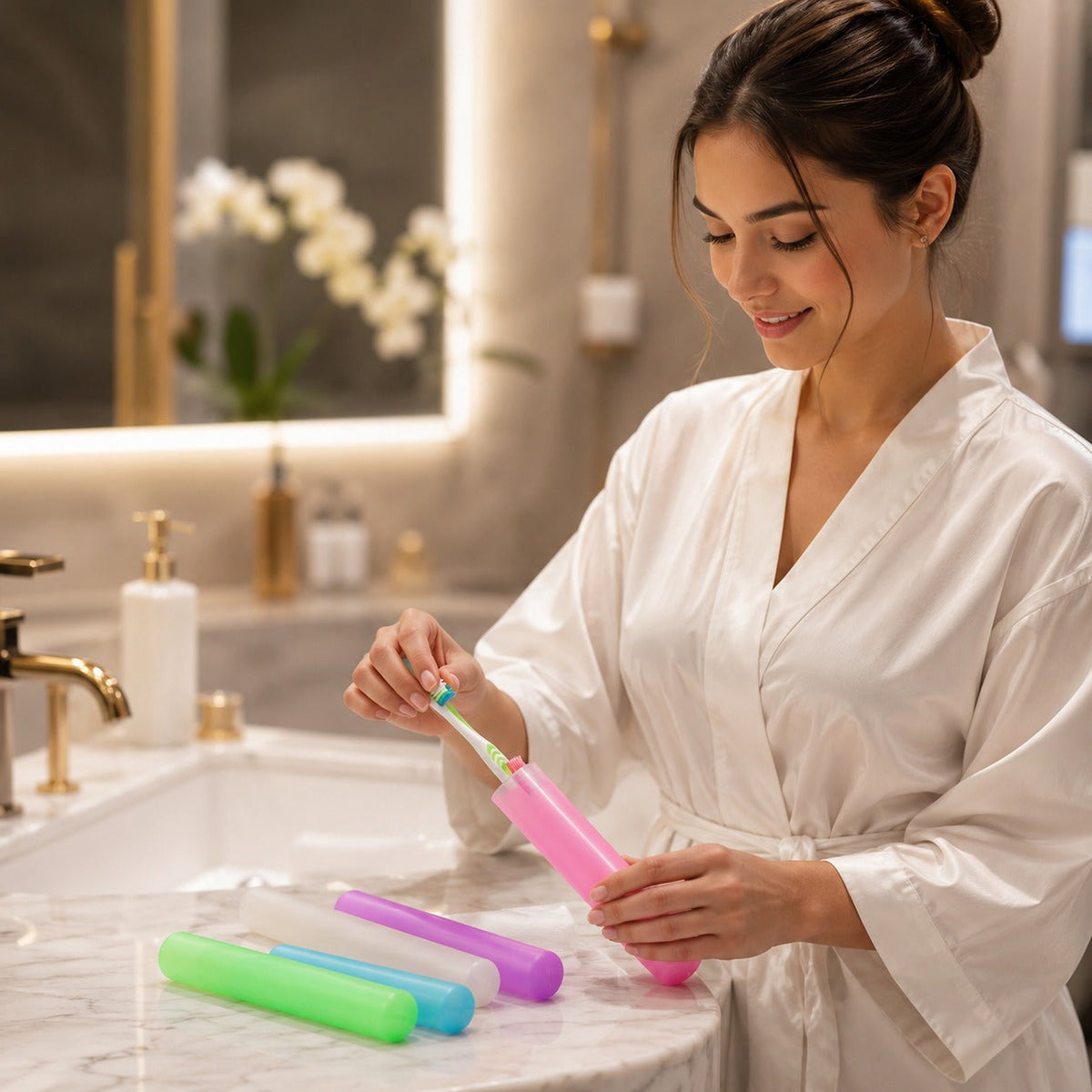 Portable toothbrush case with ventilation openings