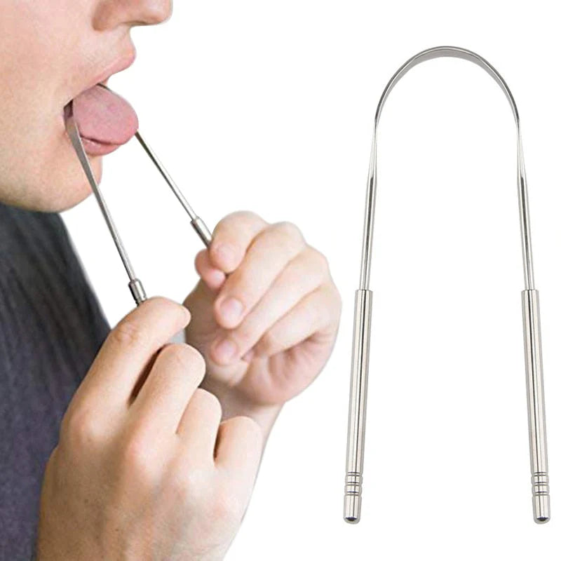 Stainless steel tongue scraper for gentle daily tongue cleaning