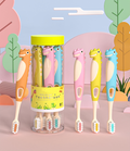 Eight soft children's toothbrushes suitable for ages 2 to 12
