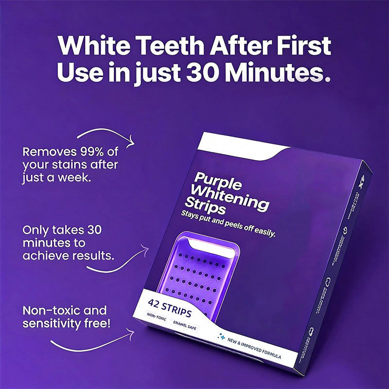 Close-up of teeth whitening strips ready for use