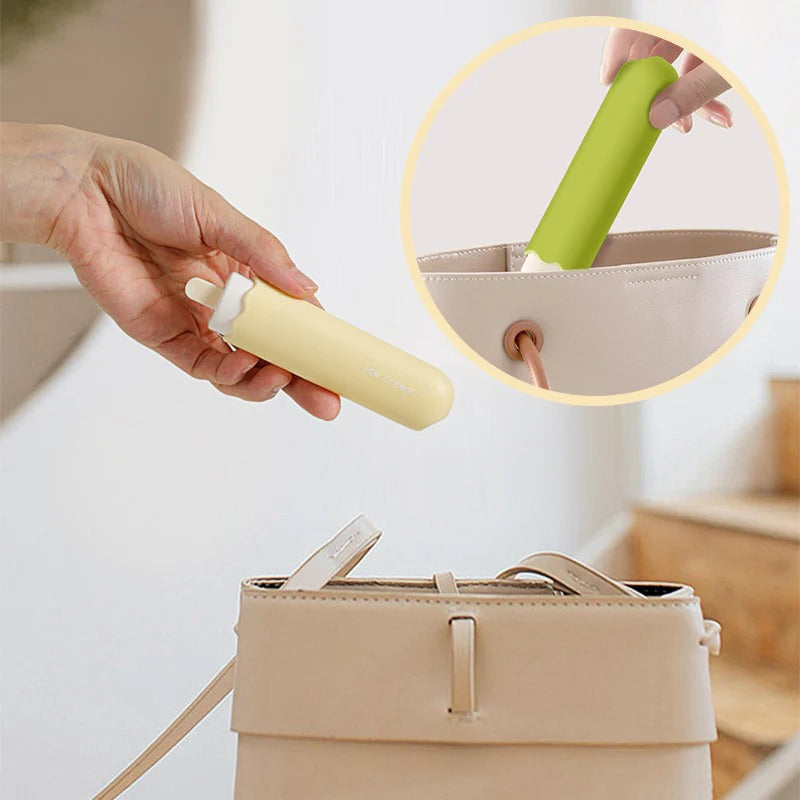 Travel toothbrush folded neatly inside its ventilated protective case