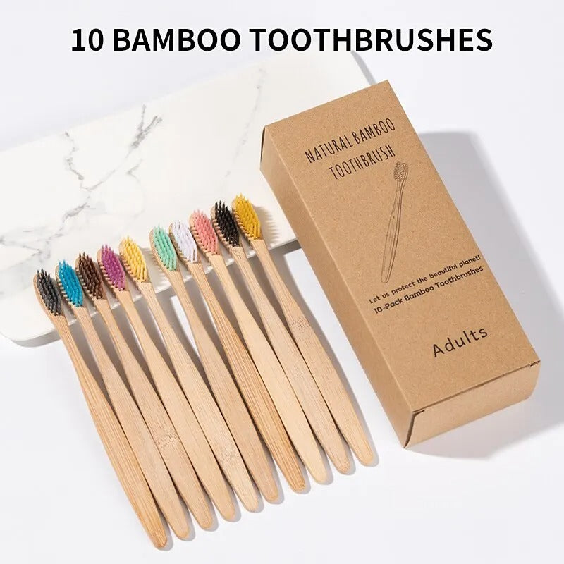10x Bamboo Toothbrush