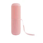 Ventilated toothbrush case arranged with travel bathroom essentials