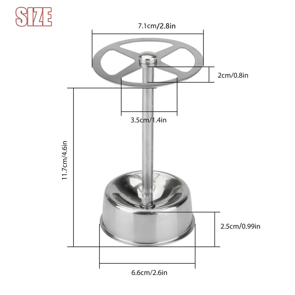 Front view of a stainless steel toothbrush holder with four open slots