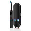 Rotating electric toothbrush shown with its brush head and pressure sensor feature